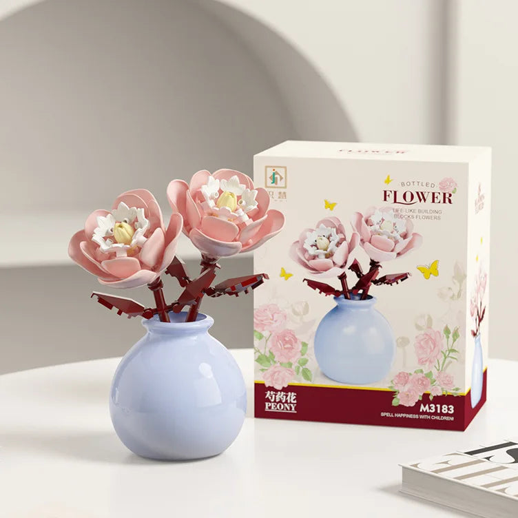 Miniature Block Flower & Vase Set