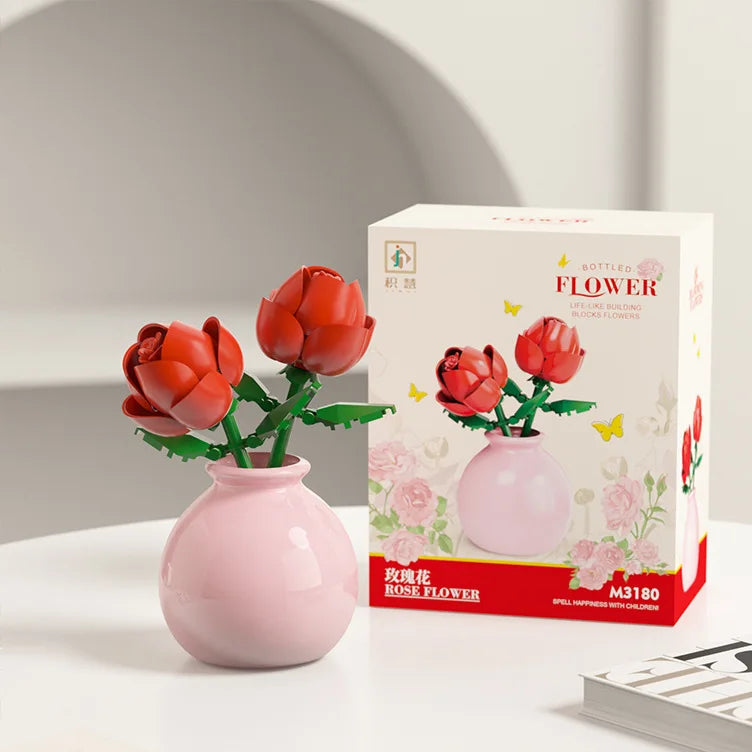 Miniature Block Flower & Vase Set