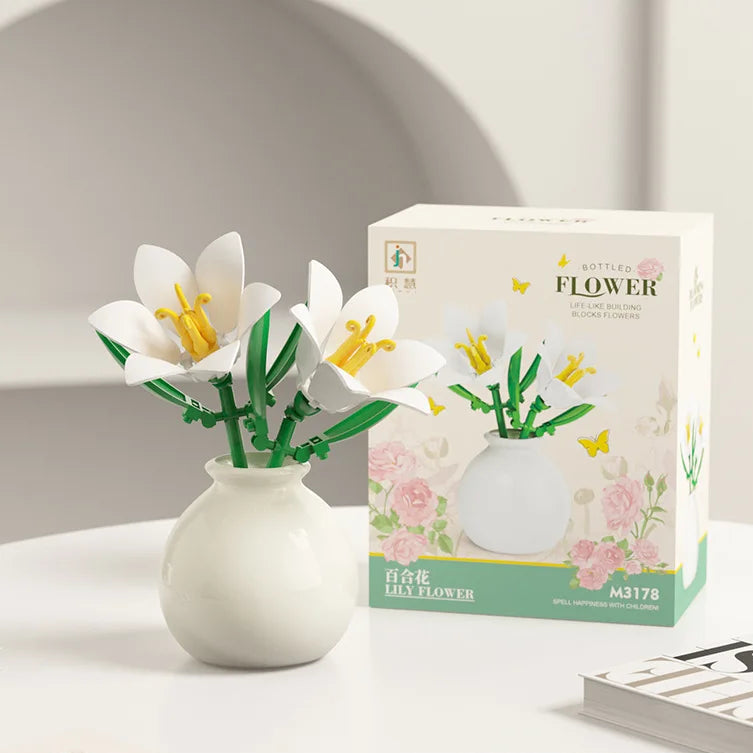Miniature Block Flower & Vase Set