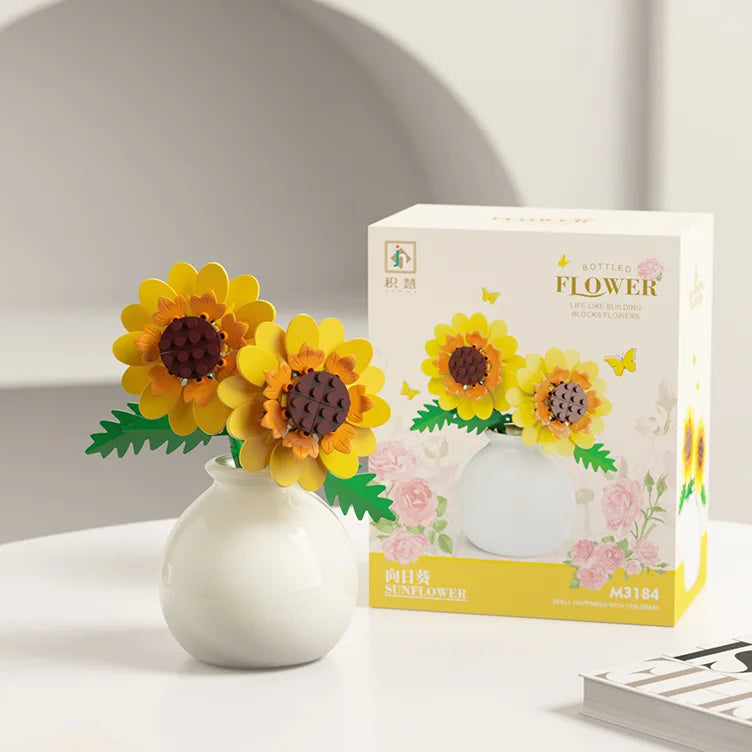 Miniature Block Flower & Vase Set
