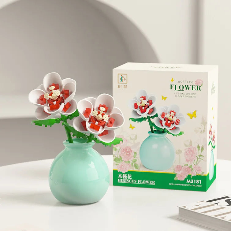 Miniature Block Flower & Vase Set