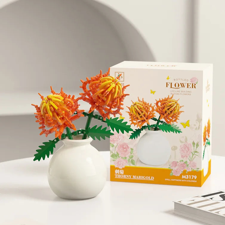 Miniature Block Flower & Vase Set