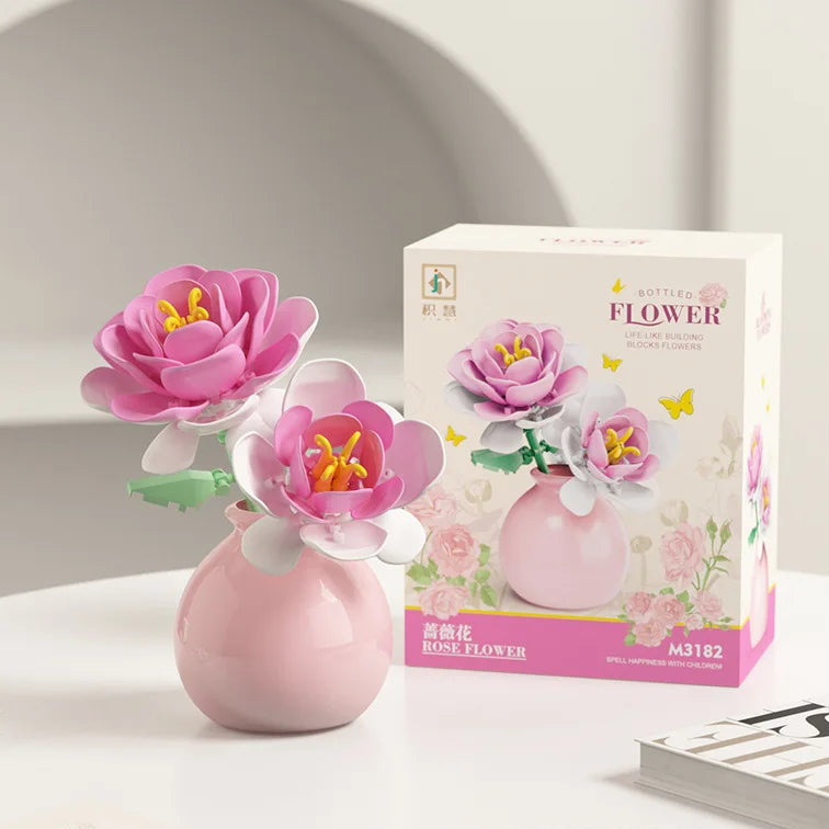 Miniature Block Flower & Vase Set