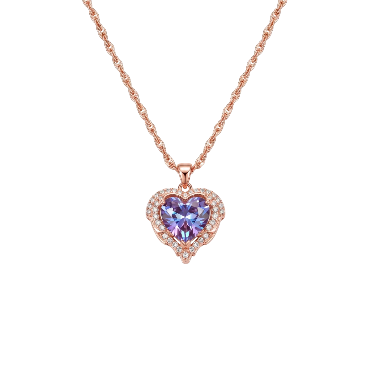 MieleGifts 18K gold plated heart necklace with a mystic-cut cubic zirconia stone and pavé angel wing setting.
