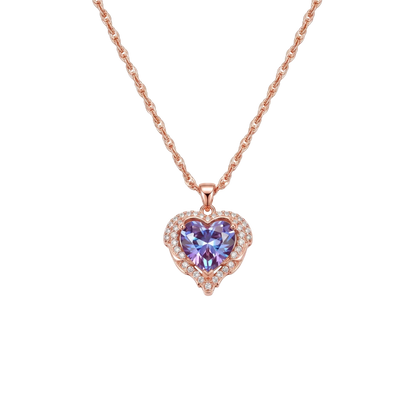 MieleGifts 18K gold plated heart necklace with a mystic-cut cubic zirconia stone and pavé angel wing setting.